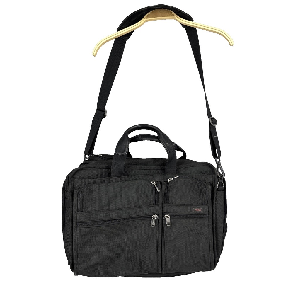 TUMI 26031D4 Black Ballistic Nylon Leather Business Laptop Briefcase Bag
